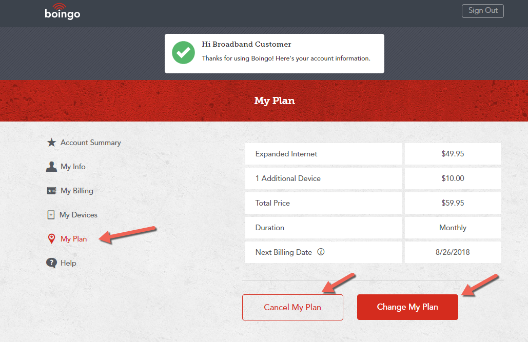 How do I cancel my Boingo plan?